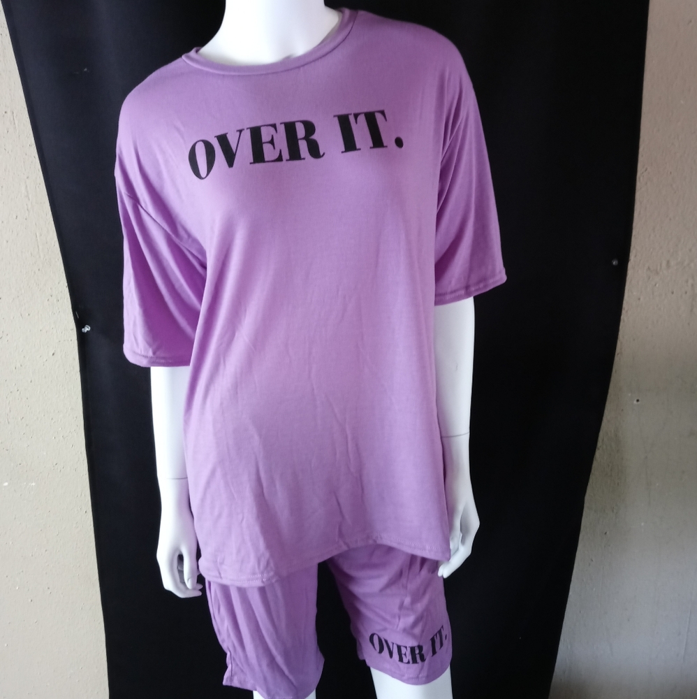 π€"Over It" 2 Pc Short Setπ€ Women's 2PC Set - Picture 1 of 5